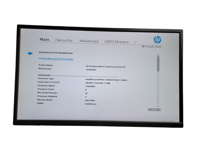HP PRODESK 400 G7 SFF Intel Core i5 -10500 CPU @ 3.10GHz 16GB DDR4 Ram Î¸
