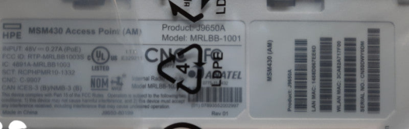 HP MSM430 Dual Radio 802.11n Access Point MRLBB-1001 J9650A