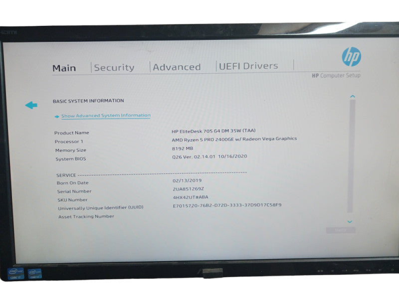 HP EliteDesk 705 G3 AMD A10 9700E 8GB RAM
