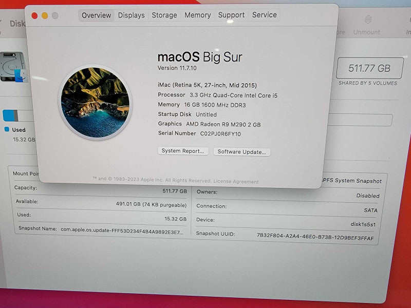 Apple iMac 27\\" Retina 5K, 4-Core i5 3.3GHz, 16GB DDR3, 512GB SSD, Mid 2015