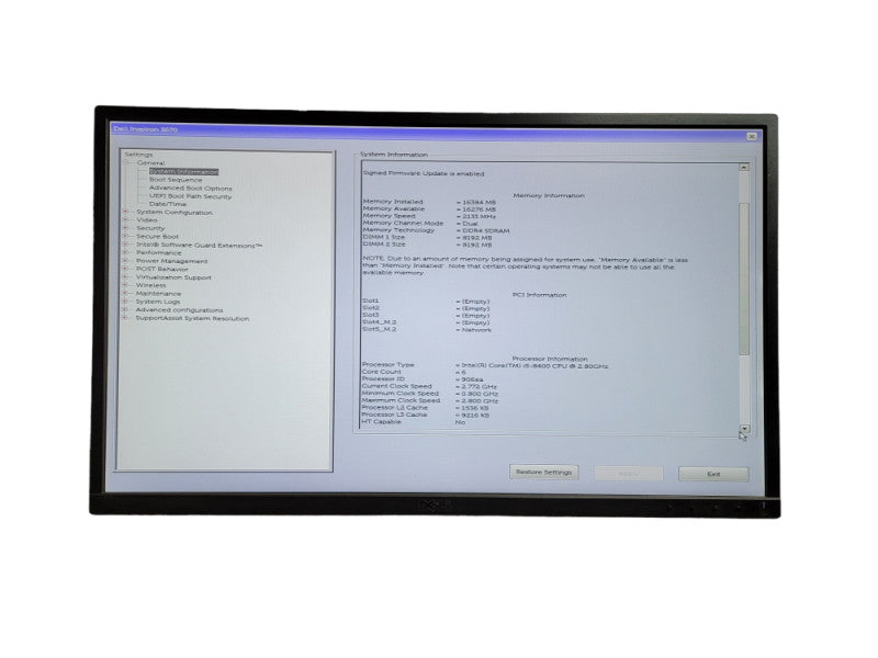 Dell Inspiron 3670 MT i5 - 8400 CPU @ 2.80GHz 16GB DDR4 Ram Î¸