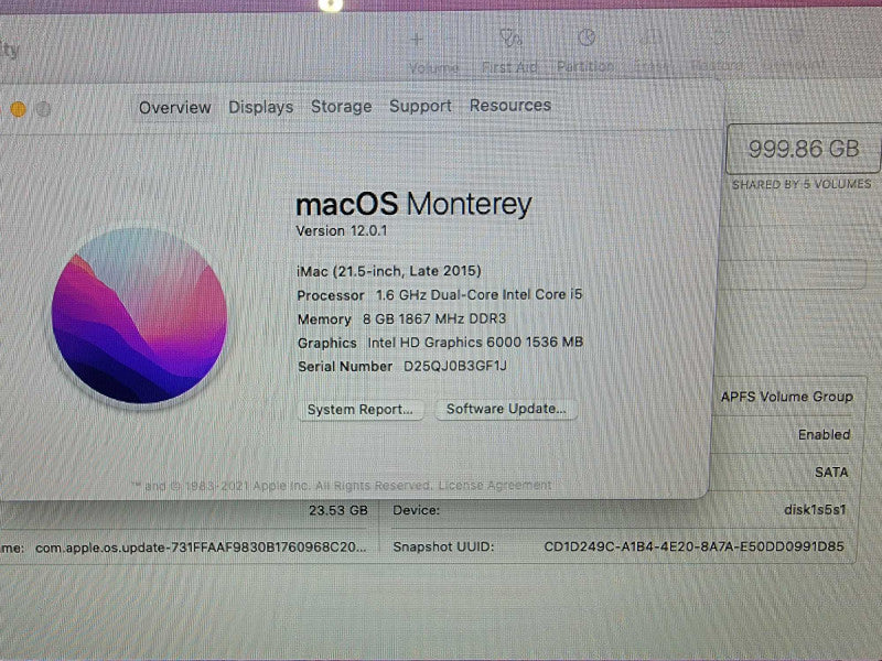 A1418 Apple iMac 21.5\\" Late 2015 Intel i5-5250U 1,6GHz, 8GB RAM, 1TB [READ]