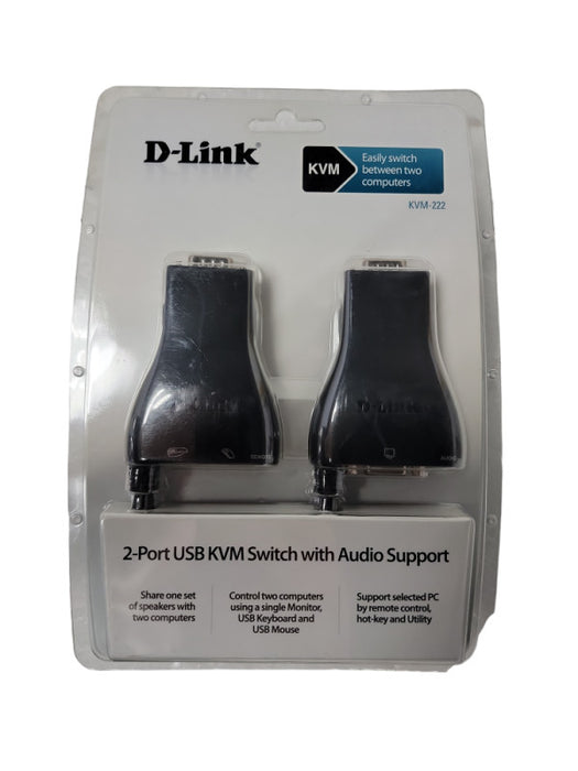 D-Link KVM-222 2 port USB KVM Switch with audio support| Brand new
