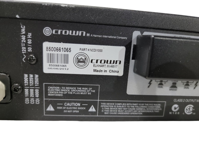Crown CDi 1000 2-Channel Amplifier 100% Tested and Working