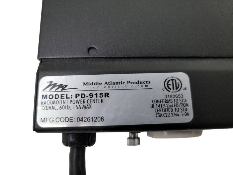 Middle Atlantic Select Series PD-915R Rackmount Power Center 9 outlet
