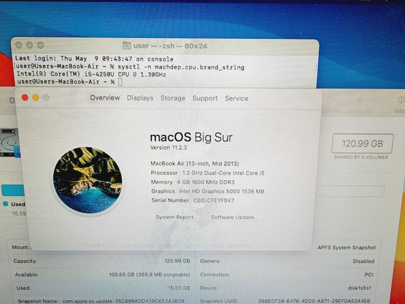 Apple Macbook Air 2013 13\\" 2-Core i5-4250U @ 1.3GHz 4GB DDR3 120GB SSD (