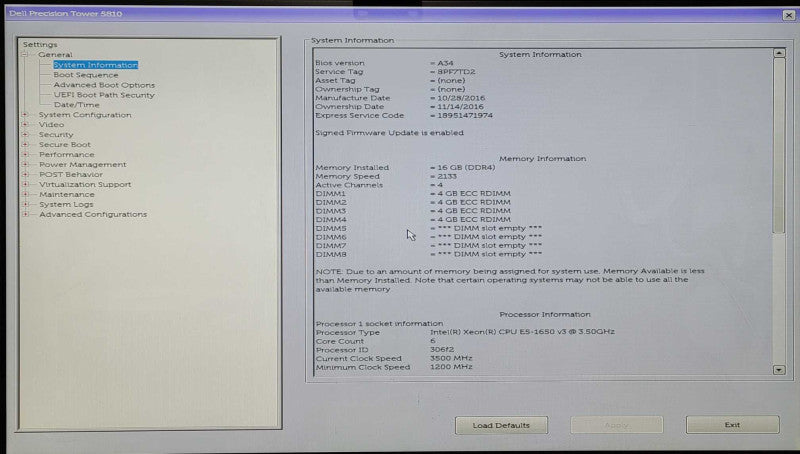 Dell Precision T5810, Xeon E5-1620 v3 3.50GHz, 16GB DDR4, FirePro W5100