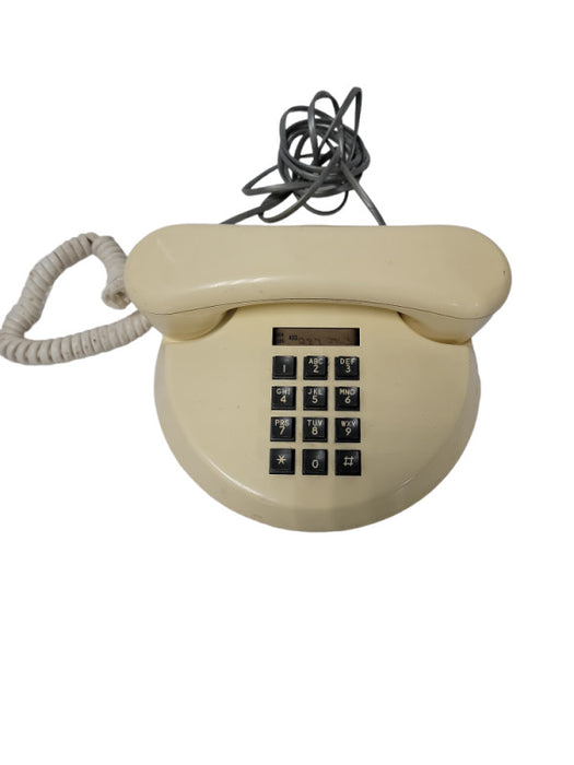 Vintage Retro Northern Telecom Round Bush Button Desk Phone pearl white