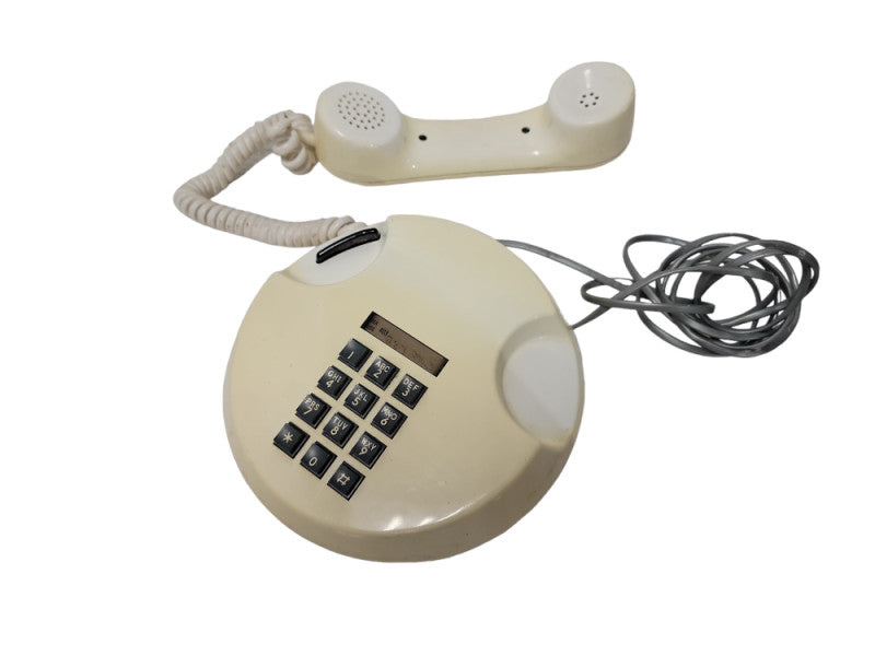 Vintage Retro Northern Telecom Round Bush Button Desk Phone pearl white