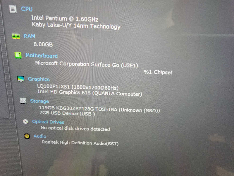 MS Surface Go 1824 - Pentium 4415Y 1.6GHz, 8GB RAM, 128GB SSD, Win11