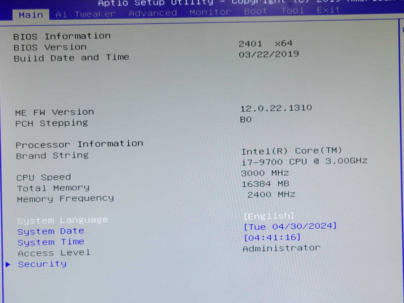 Custom Asus Desktop PC, Core I7-9700 3.0GHz, 16GB DDR4, 500GB SSD _