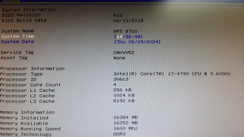 Dell XPS 8700 - Core i7-4790 16GB RAM DDR3 GTX 745 4GB DDR3 - NO HDD READ!