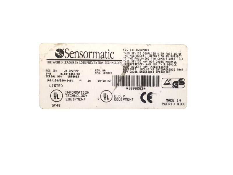SENSORMATIC UM RP2-PD Security Tag Sensor Alarm Pad w/ UM RP2-PP Power Supply
