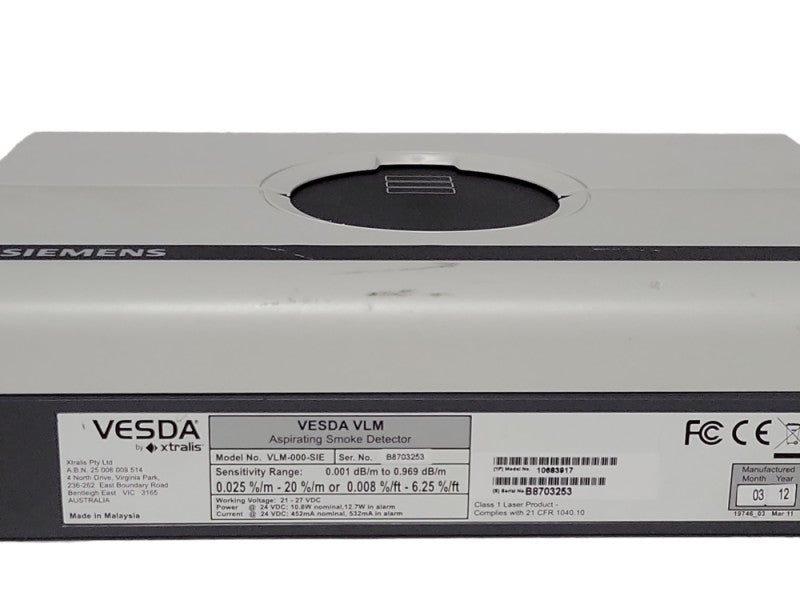 Siemens VESDA VLM-000-SIE Aspirating Smoke Detector, READ _