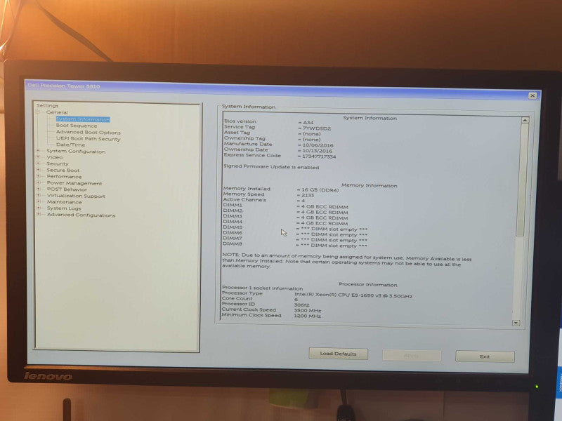 Dell Precision T5810, Xeon E5-1650 v3 @ 3.80 GHz, 16GB DDR4, FirePro W5100   -