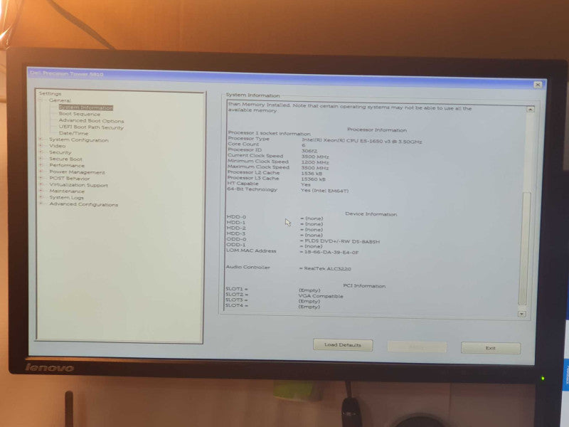 Dell Precision T5810, Xeon E5-1650 v3 @ 3.80 GHz, 16GB DDR4, FirePro W5100   -