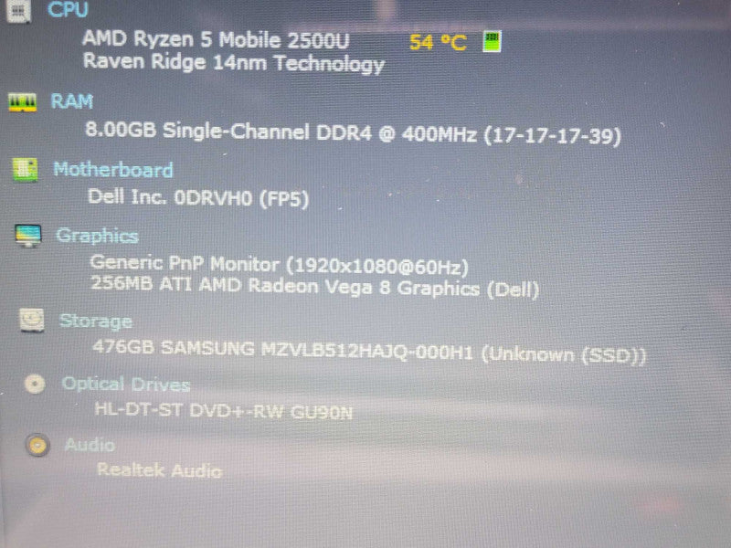 Dell Inspiron 5575 |Ryzen 5 2500U| 8GB DDR4| Radeon Vega 8| 512GB SSD READ Î² BudLap