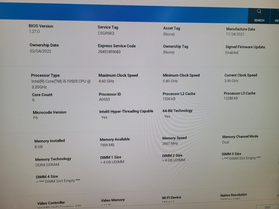 Dell OptiPlex 5090 - Core i5-10505 8GB DDR4 256GB NVMe