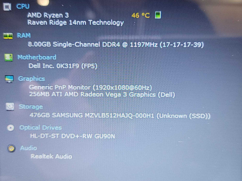 Dell Inspiron 5575| Ryzen 3 2200U| 8GB DDR4| Radeon Vega 3| 512GB SSD READ Î² BudLap