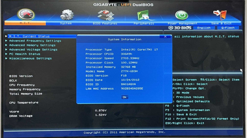 Custom PC/GIGABYTE GA-Z77X-UD3H w/ i7-3770K 3.50GHz, 32GB DDR3, 1TB HDD