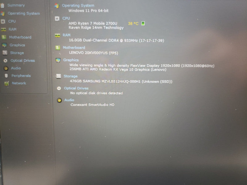 Lenovo ThinkPad E585 Ryzen 7 2700U @ 2.20GHz 16GB DDR4 512GB M.2 READ  BudLap