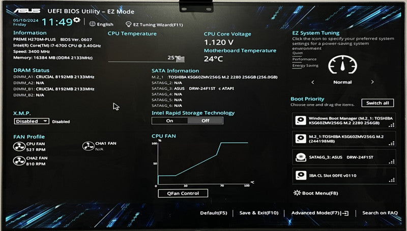 ASUS PRIME H270M-PLUS, Core i7-6700 3.40GHz, 16GB DDR4, 256GB M.2, I/O Shield
