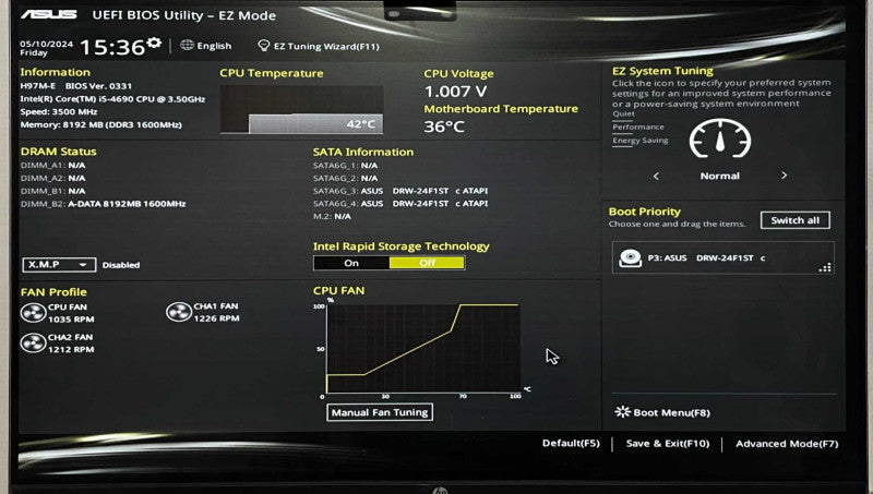 Custom PC/ASUS H97M-E w/ Intel Core i5-4690 3.50GHz, 8GB DDR3, No HDD