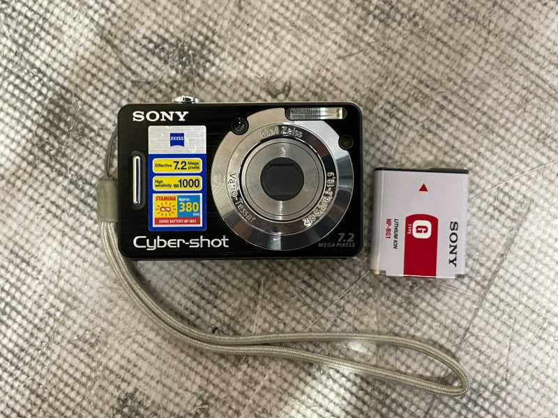 Sony Cyber-Shot DSC-W55 7.2MP Compact Digital Camera, Black w/ Battery