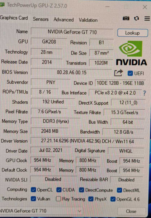 PNY NVIDIA GeForce GT 710 | 2GB DDR3 Graphics Card | VGA, DVI, HDMI