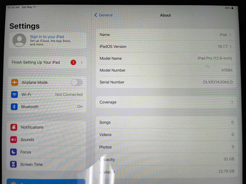 Apple iPad Pro 12.9\\" A1584 32GB, Wifi Only, Space Grey