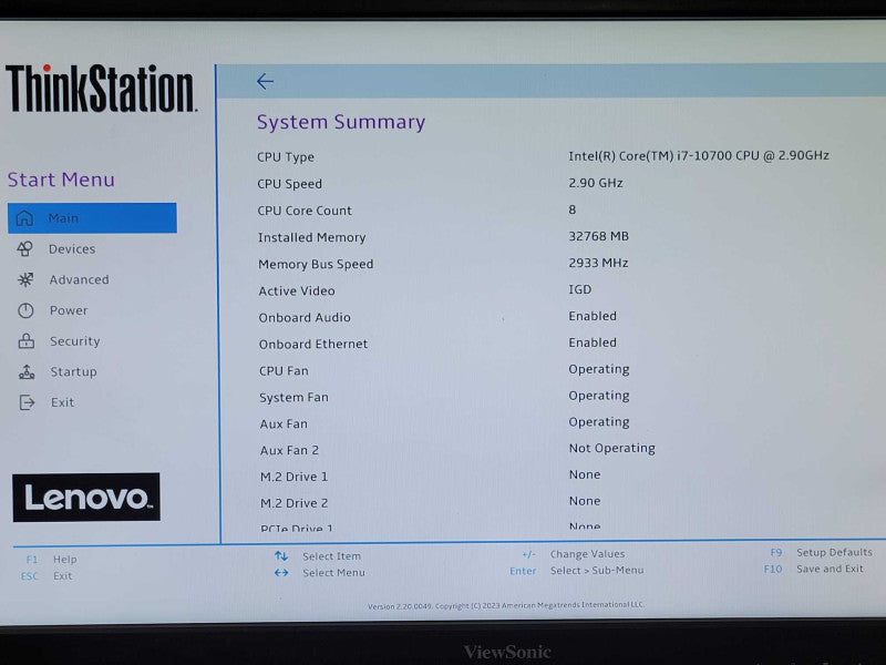 Lenovo ThnkStation P340, Core i7-10700 8-Core 2.9Ghz, 32GB RAM, 3TB HDD _