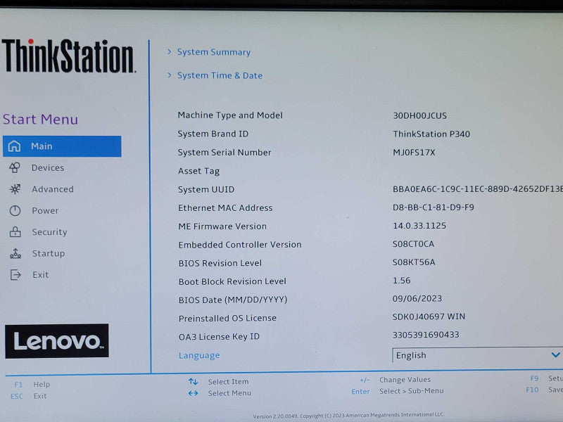 Lenovo ThnkStation P340, Core i7-10700 8-Core 2.9Ghz, 32GB RAM, 3TB HDD _