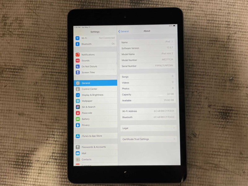 Apple iPad Mini 2nd Gen 7.9\\" 32GB, Space Grey, WiFi Only, A1489 Q