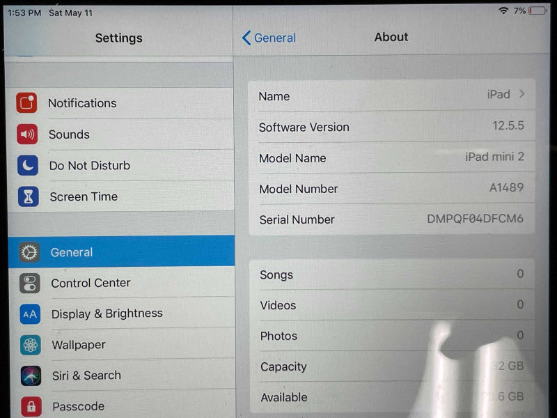 Apple iPad Mini 2nd Gen 7.9\\" 32GB, Space Grey, WiFi Only, A1489, READ