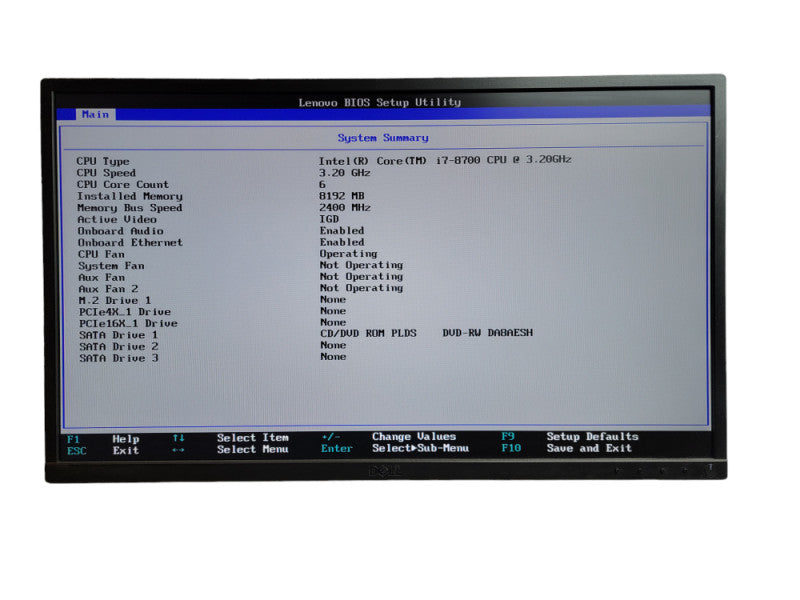 Lenovo ThinkCentre M720S SFF I7- 8700 CPU @ 3.20GHz 8GB DDR4 Ram  QÎ¸
