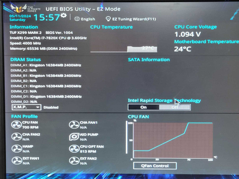Custom Asus TUF X299 Mark2 PC, Core I7-7820X 3.6GHz, 64GB DDR4, REDA _