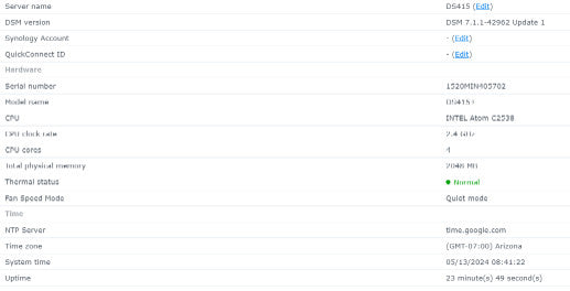 Synology DS415+ NAS 4 Bay Storage Array 1x 3TB HDD 2x 4TB HDD !