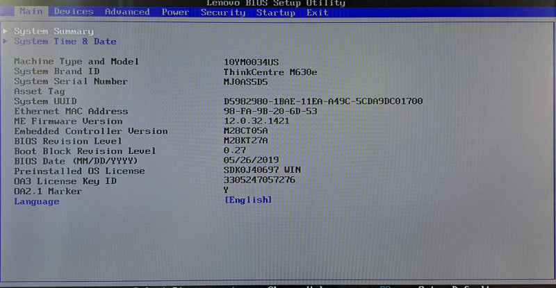 Lenovo M630e USFF | i3-8145U @ 2.10GHz 2C, 8GB DDR4, No HDD/OS