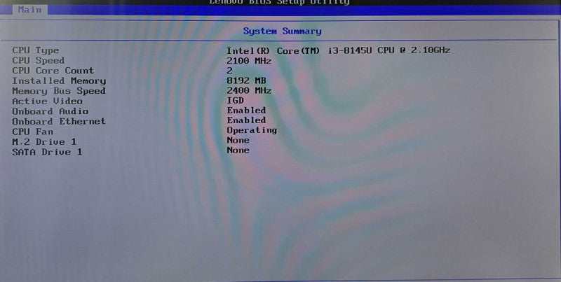 Lenovo M630e USFF | i3-8145U @ 2.10GHz 2C, 8GB DDR4, No HDD/OS