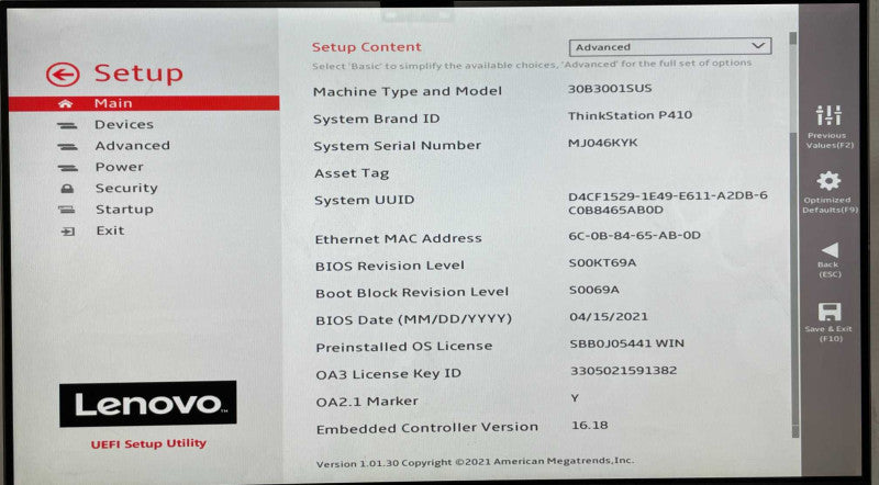 Lenovo ThinkStation P410, E5-1650 v4 3.70GHz, 8GB DDR4, No HDD, No GPU