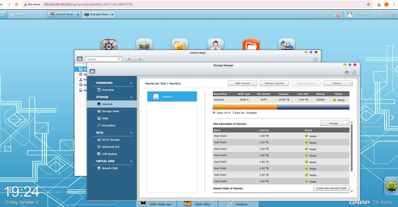 QNAP TS-869U-RP 8 Bay Diskless Network Attached Storage, 8x 2TB HDDs, READ _