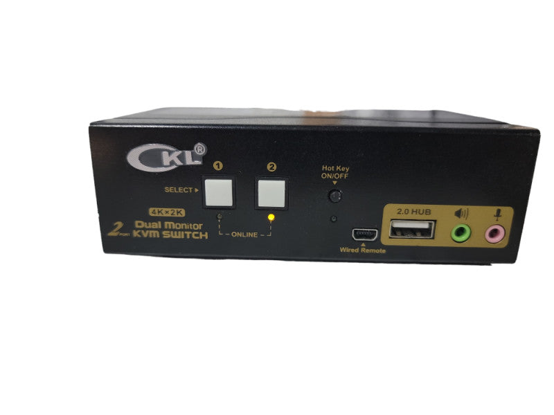 CKL Dual Monitor Extended Display 2 Port KVM Switch HDMI 4K 30Hz Windows Mac
