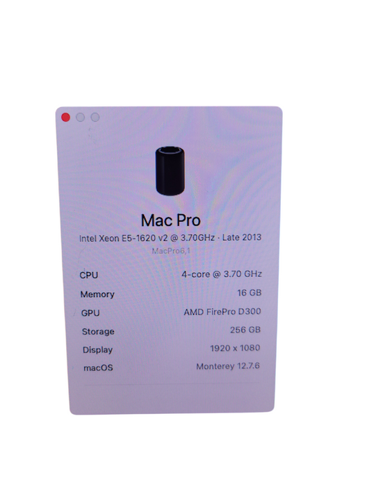 Apple Mac Pro Late 2013 - Xeon E5-1620 v2 16GB RAM 2xAMD FirePro D300 256GB SSD