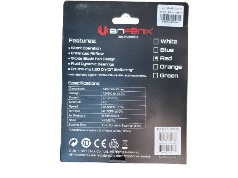 BitFenix Spectre 140mm Red LED PC Fan Q@
