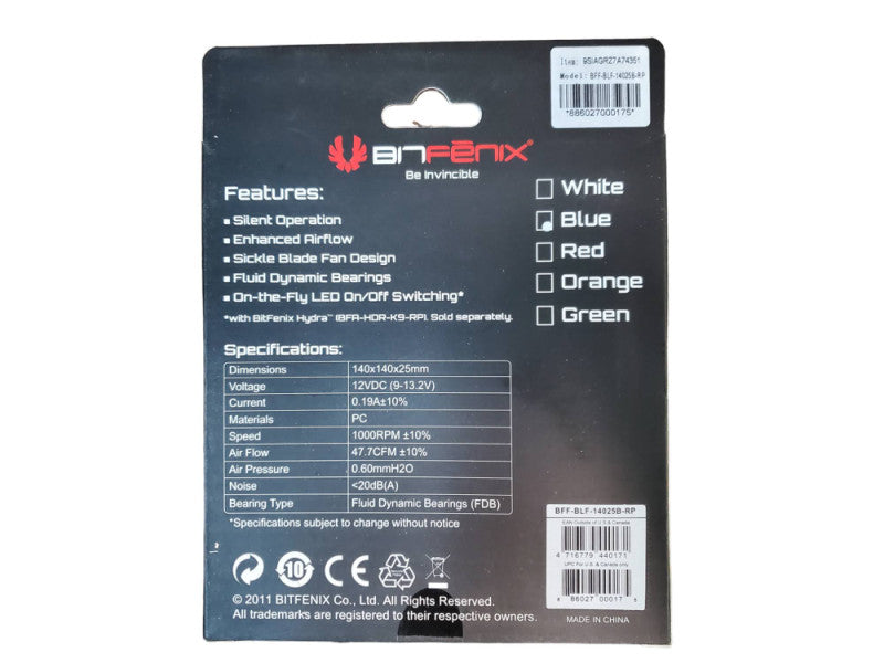BitFenix Spectre 140mm Blue LED PC Fan Q@