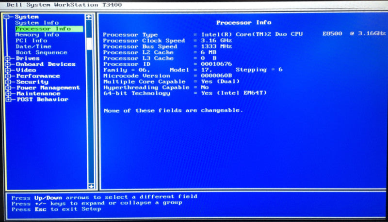 Dell Precision Workstation T3400 Intel Core 2 Duo E8500 @ 3.16GHz 4GB RAM