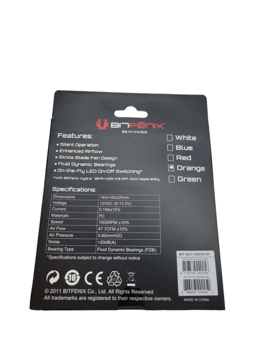 BitFenix Spectre 140mm Orange LED PC Fan