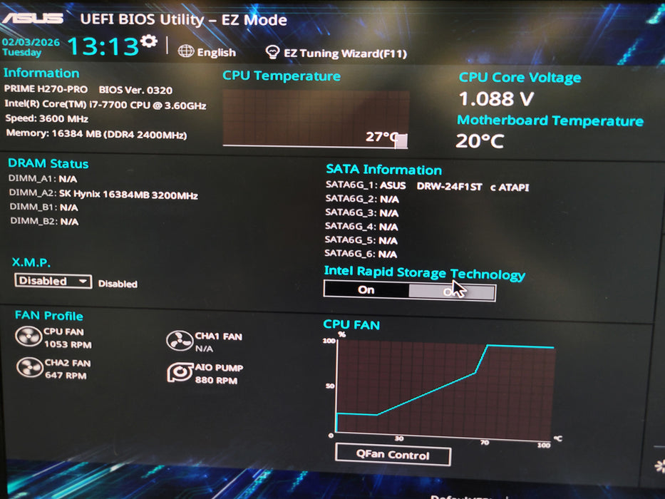Intel Core i7-7700 ASUS PRIME H270-PRO 16GB DDR4 + I/O Plate