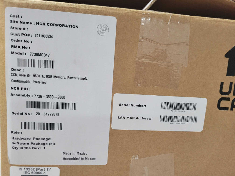 Open-Box NCR CX8 POS 7736-3500-2000, Intel i5-9500TE 8GB RAM w/ Power adapter _