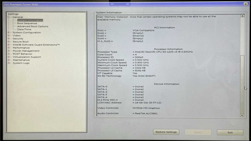 Dell Precision T3620, Xeon E3-1245 v5 3.50GHz, 16GB DDR4, Quadro K620